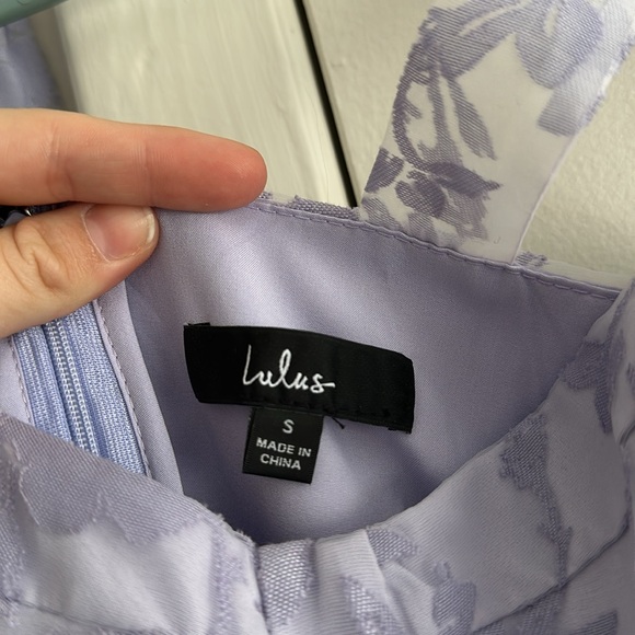 Lulu’s Glamorous Sweetie Lavendar Burnout Dress - Picture 2 of 3